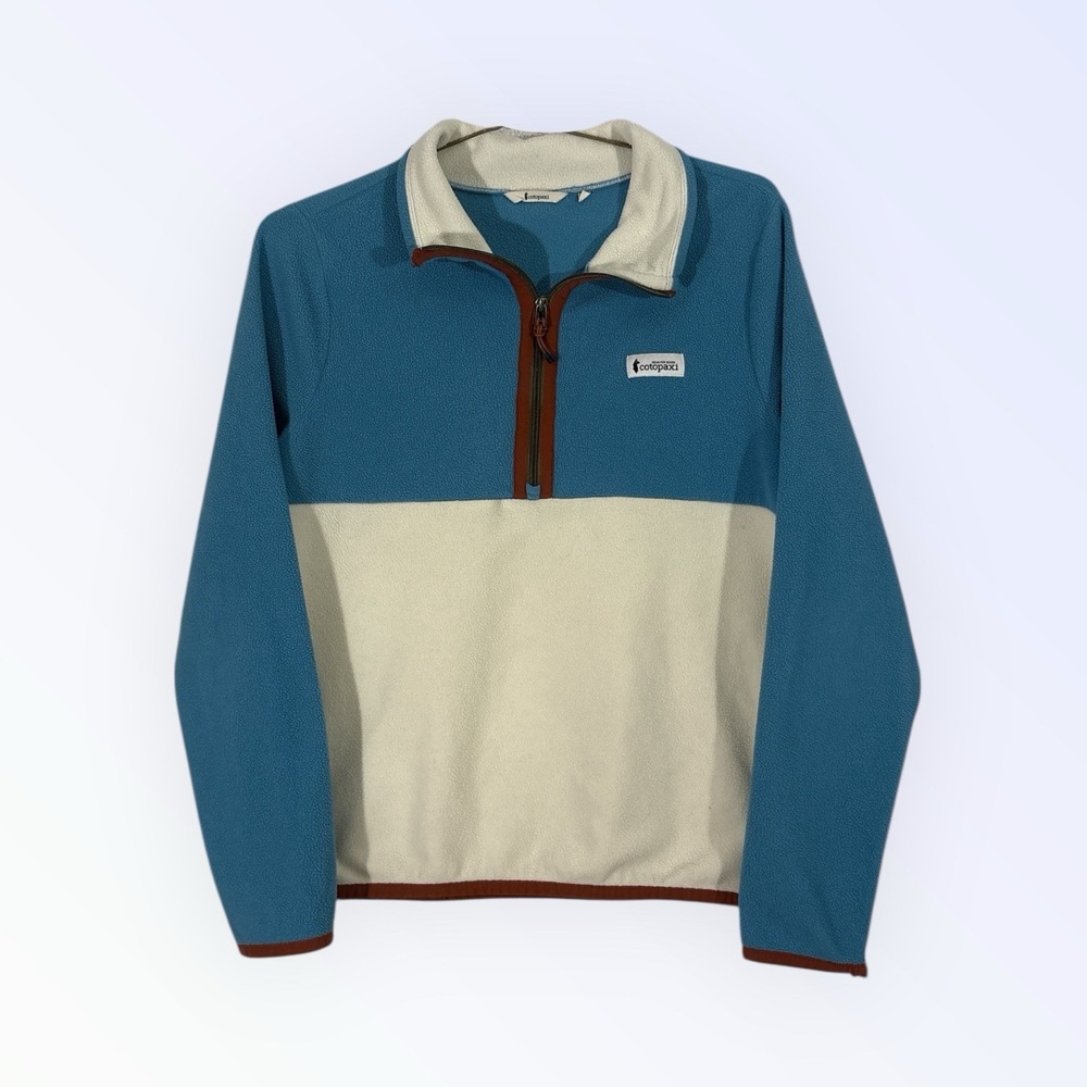 Cotopaxi Amado Half Zip Fleece Jacket River Blue & Bone Cream Women Size Med